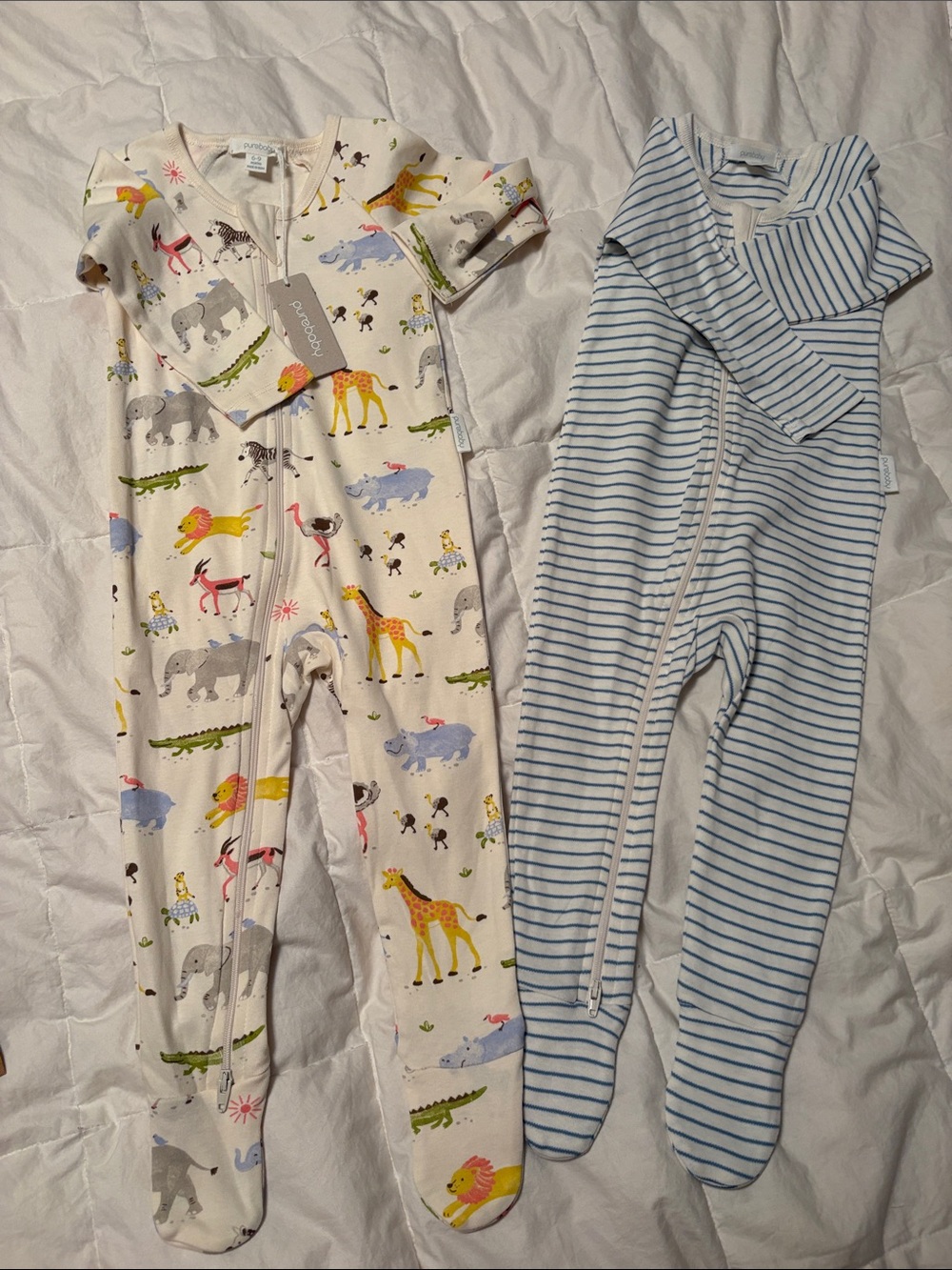 Pure Baby  Kids Beige Animal Print Footed One-Piece